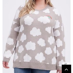 Torrid cloud rainbow drop shoulder sweater nwt